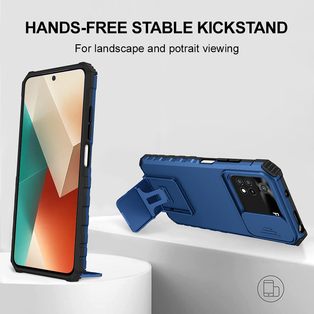 Camera Lens Protector - 耐衝撃電話ケース Xiaomi 11T Pro Lite 用スライドカメラレンズプロテクターカバー調整可能な角度キックスタンド付き落下防止カバー