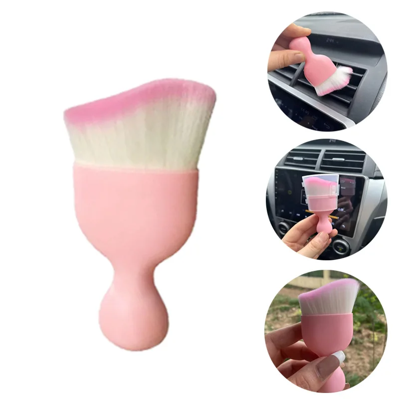 Dust Removal Sticker - 車のほこりを取り除くためのピンクのブラシ,エアコンの掃除,排気口の開口部,室内掃除ツール,1個,3個,5個