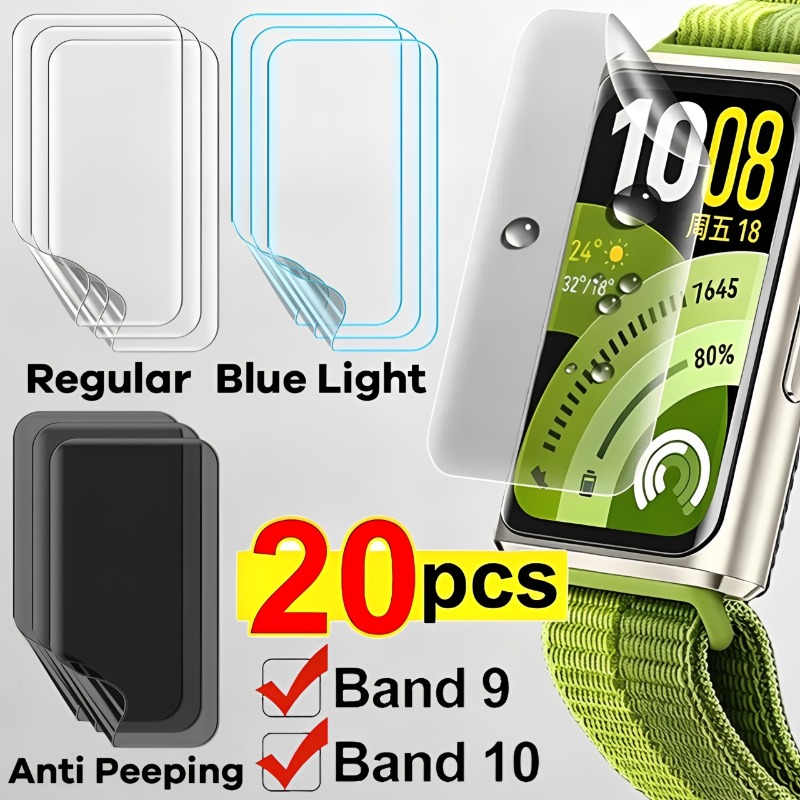 Anti Blue Light Film - Huawei Band 9 10用保護ハイドロゲルフィルム ソフトアンチスクラッチHD/ブルーライト/覗き見防止スクリーンプロテクター Huawei