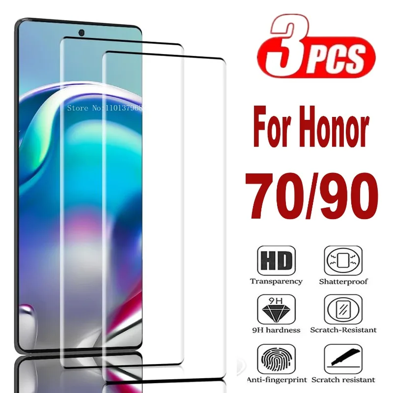 Curved Edge Screen - 3 個強化ガラス Huawei 社の名誉 70 90
