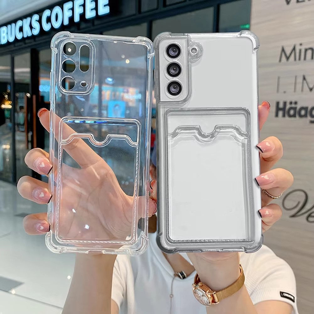 Camera Lens Protector - クリアシリコンカードスロットホルダー付きスマホケース Samsung S26 Ultra S25 Plus