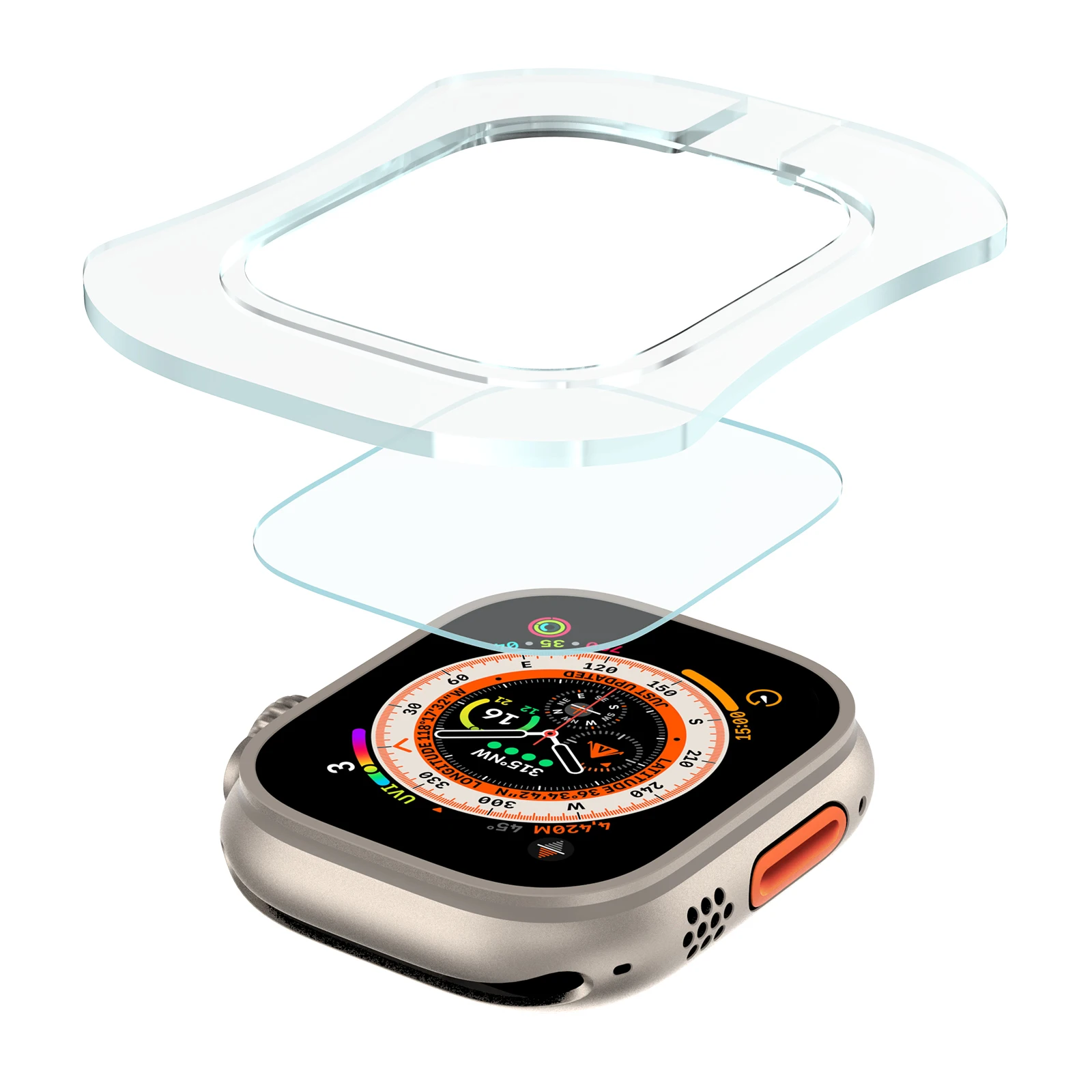 Screen Alignment Tool - Apple Watch用スクリーンプロテクター,超薄型,49mm,自動スティックフィルムツール付き,iwatch ultra pro用アクセサリー