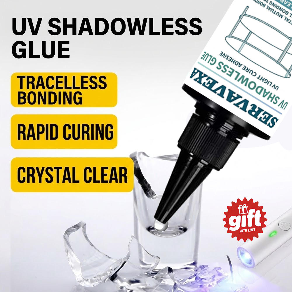 Liquid Uv Glue Kit - SERVAVEXA 110ml UV光硬化接着剤キット（ランプ付き）、ガラスと金属の接着用透明高粘度接着剤、防水