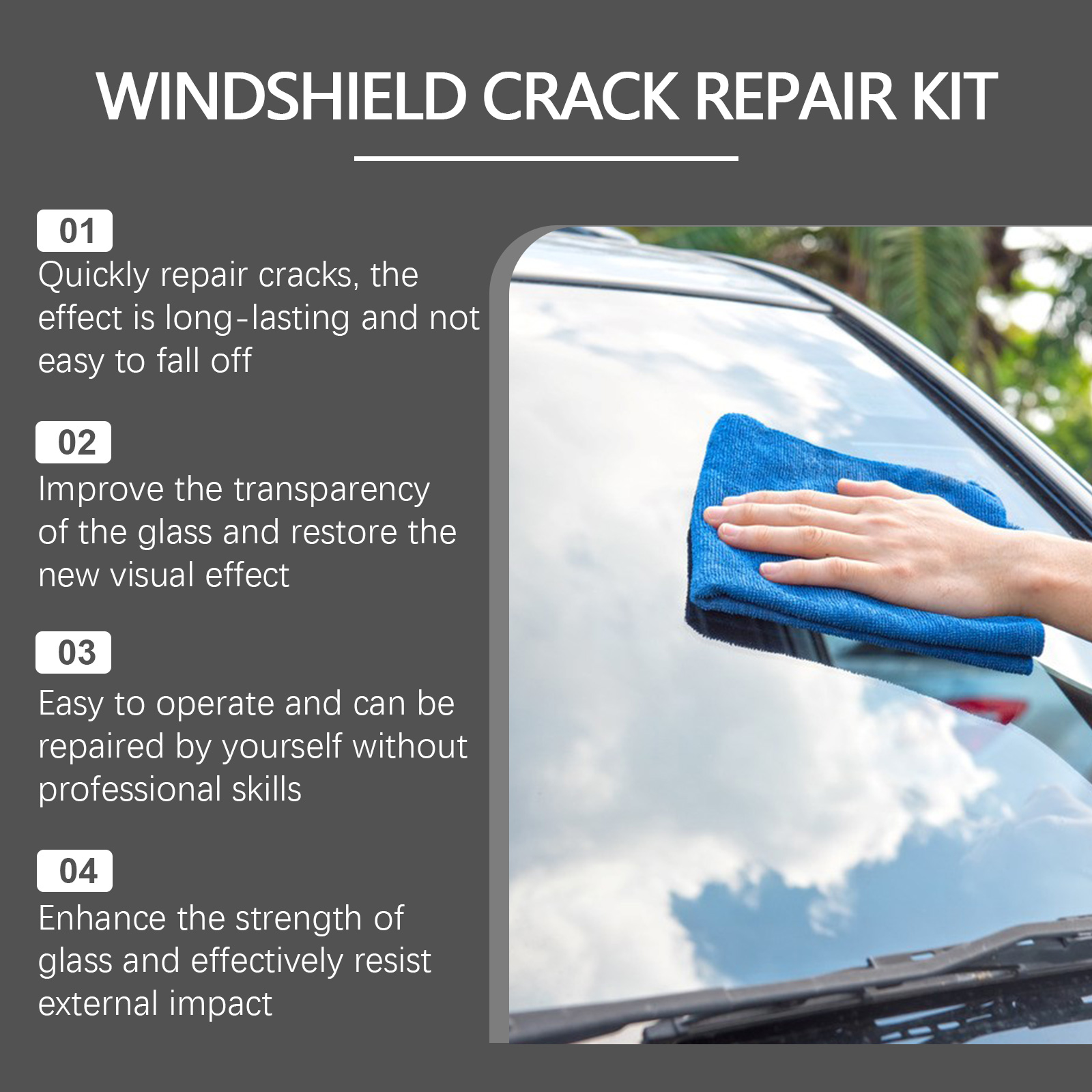 車のフロントガラスのひび割れ修理用レジンキット UV硬化接着 - Liquid Uv Glue Kit のレビューと価格