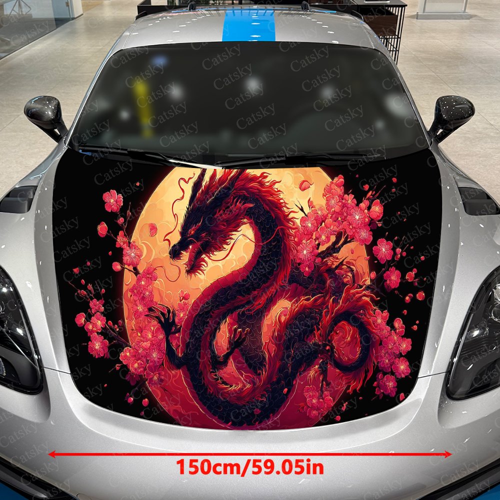 満月桜龍カービニールラップ、PVC防水カーフードステッカー、 - Full Cover Adhesive のレビューと価格