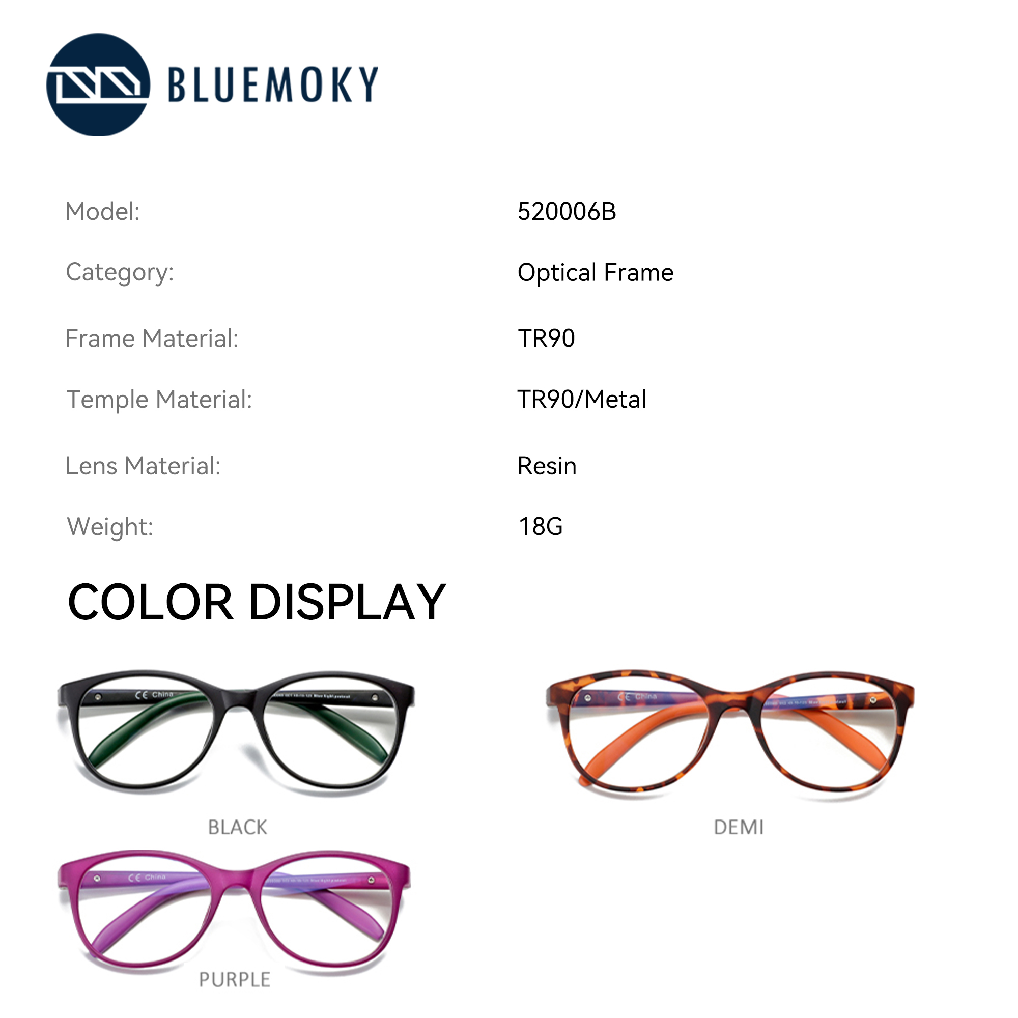 BLUEMOKY 子供用スクエア処方眼鏡 TR90 累進光学 - Anti Blue Light Film のレビューと価格