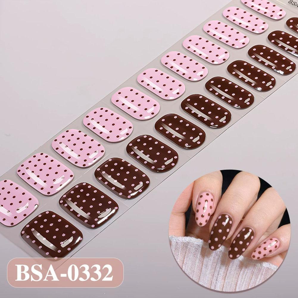水玉模様のジェルネイルストリップ、フルカバー粘着ネイルポリッ - Full Cover Adhesive のレビューと価格