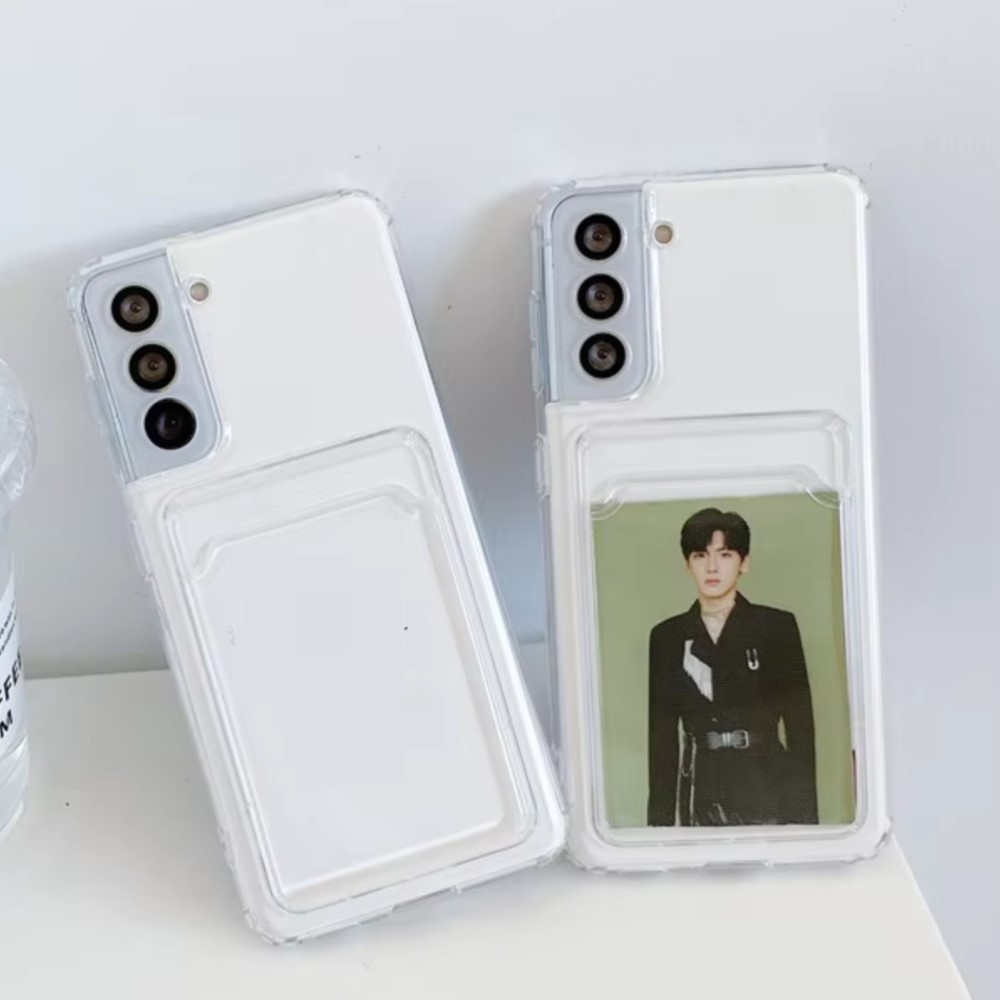 クリアシリコンカードスロットホルダー付きスマホケース Sam - Camera Lens Protector のレビューと価格