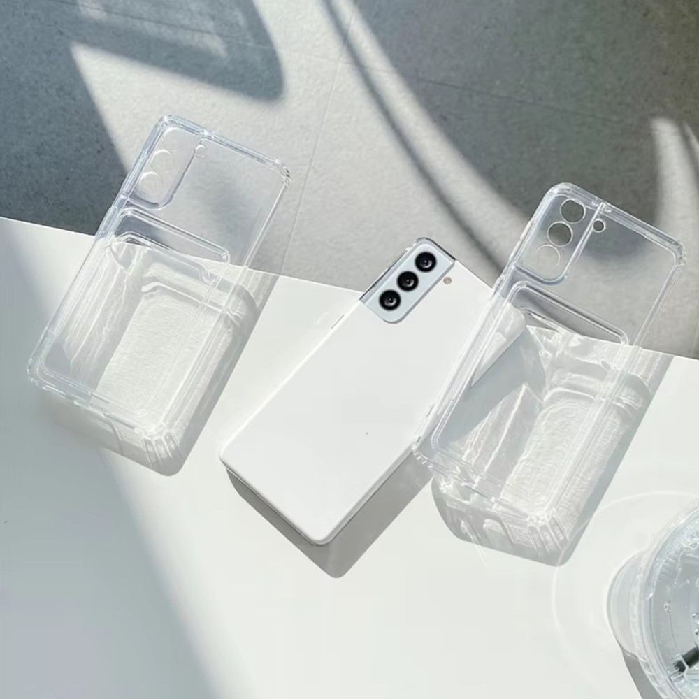クリアシリコンカードスロットホルダー付きスマホケース Sam - Camera Lens Protector のレビューと価格